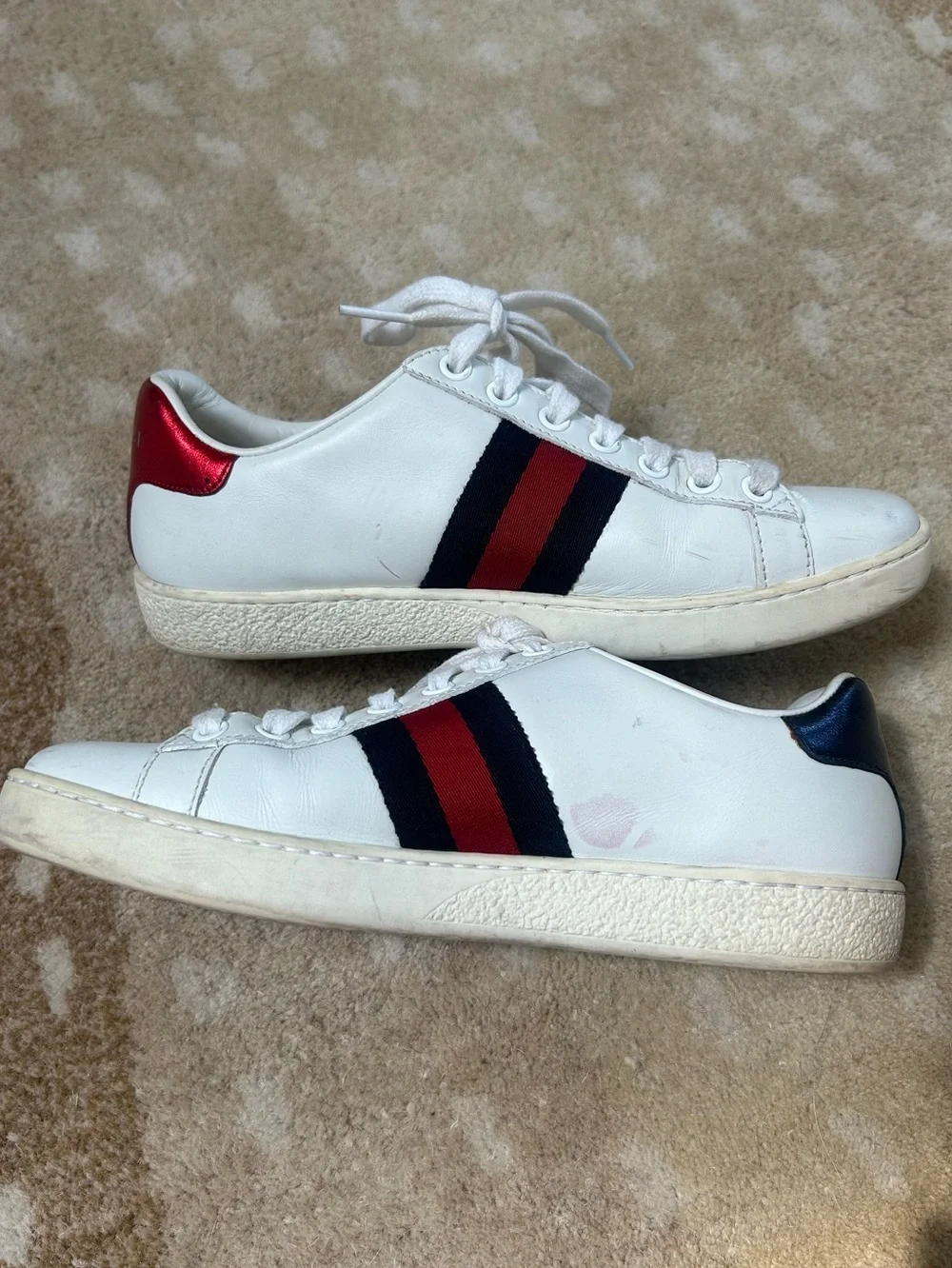 Gucci White Leather Loved Embroidered Ace Sneakers
